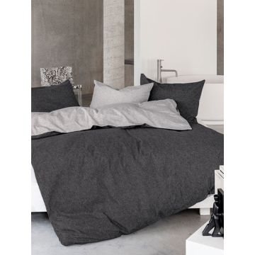 Bettwäsche Anzug Biber Flanell Melange grau 160x210 160x240 240x240