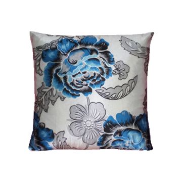 Zierkissen Rose blau gezeichnet